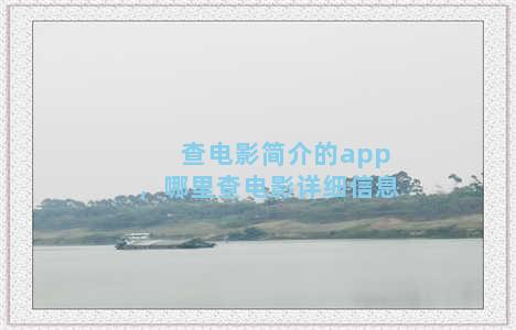 查电影简介的app，哪里查电影详细信息